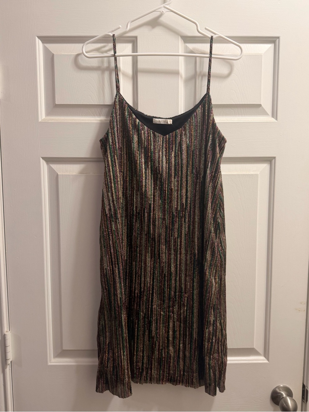 Lush Metallic Multicolor Striped Mini Dress
